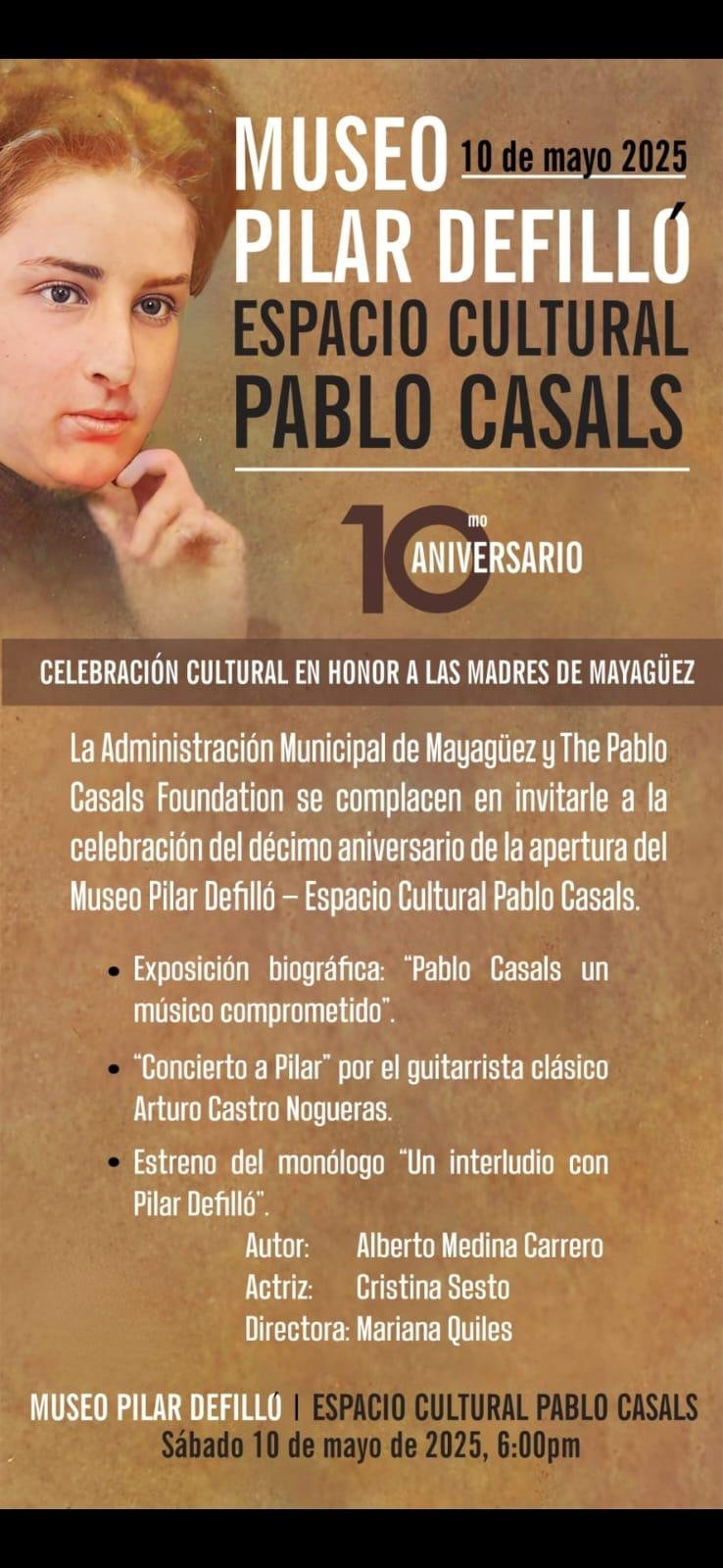 Mayagüez conmemora los 10 años del Museo Pilar Defilló con una noche de teatro, música y memoria histórica